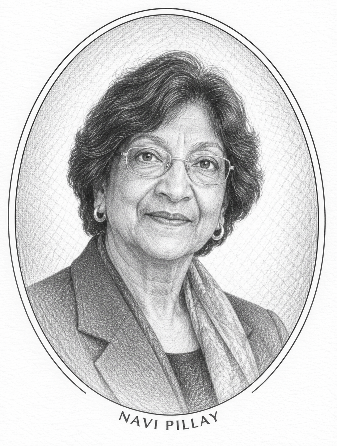 Blyanttegning av Navi Pillay